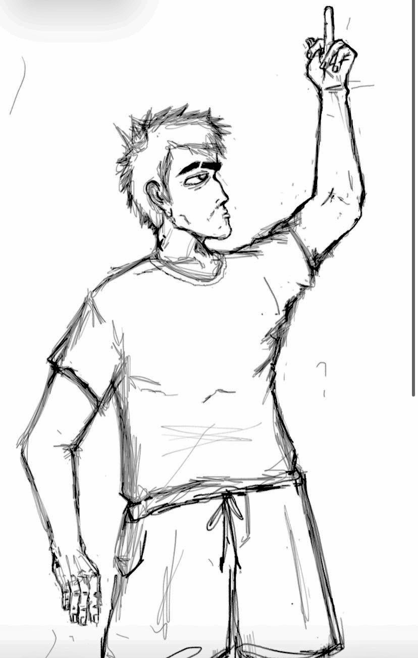 Figure raising one arm in a gesture drawing study