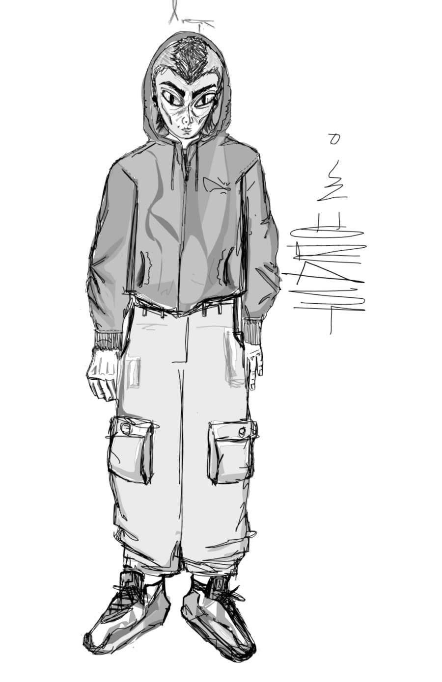 Hooded character design from the NOSTALGIA archive