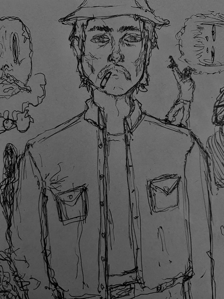 Ink-drawn portrait